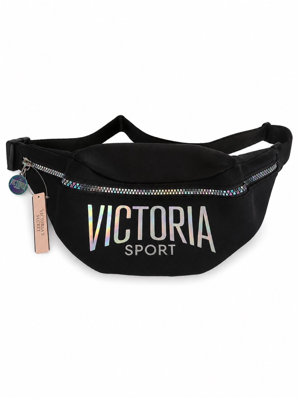 Victoria's Secret Black Belt Bag with Iridescent Hardware